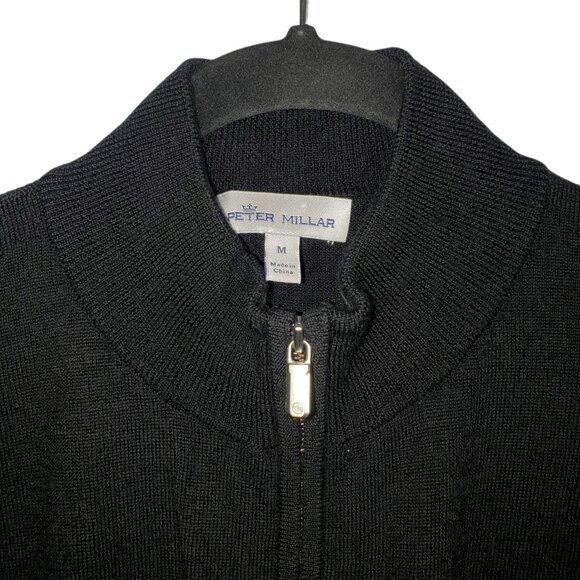 NWOT Peter Millar Sweater Women's M Black 1/4 Zip Pullover Merino Wool Blend - Picture 2 of 5